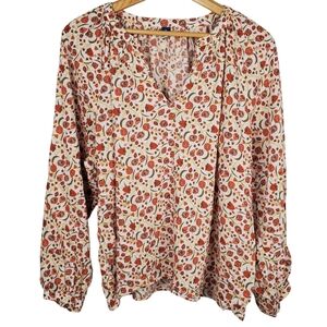 Old Navy Floral Print Women's Top. 100% Cotton. Fall Colors. XL. #0152